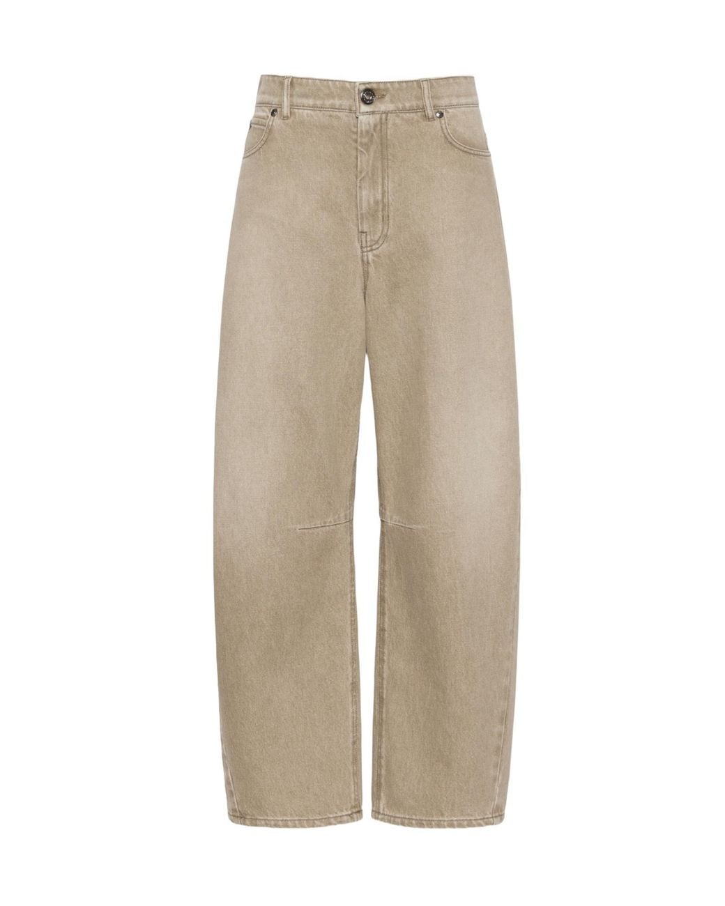 Weekend by Maxmara Natural Logo-Patch Barrel-Leg Jeans