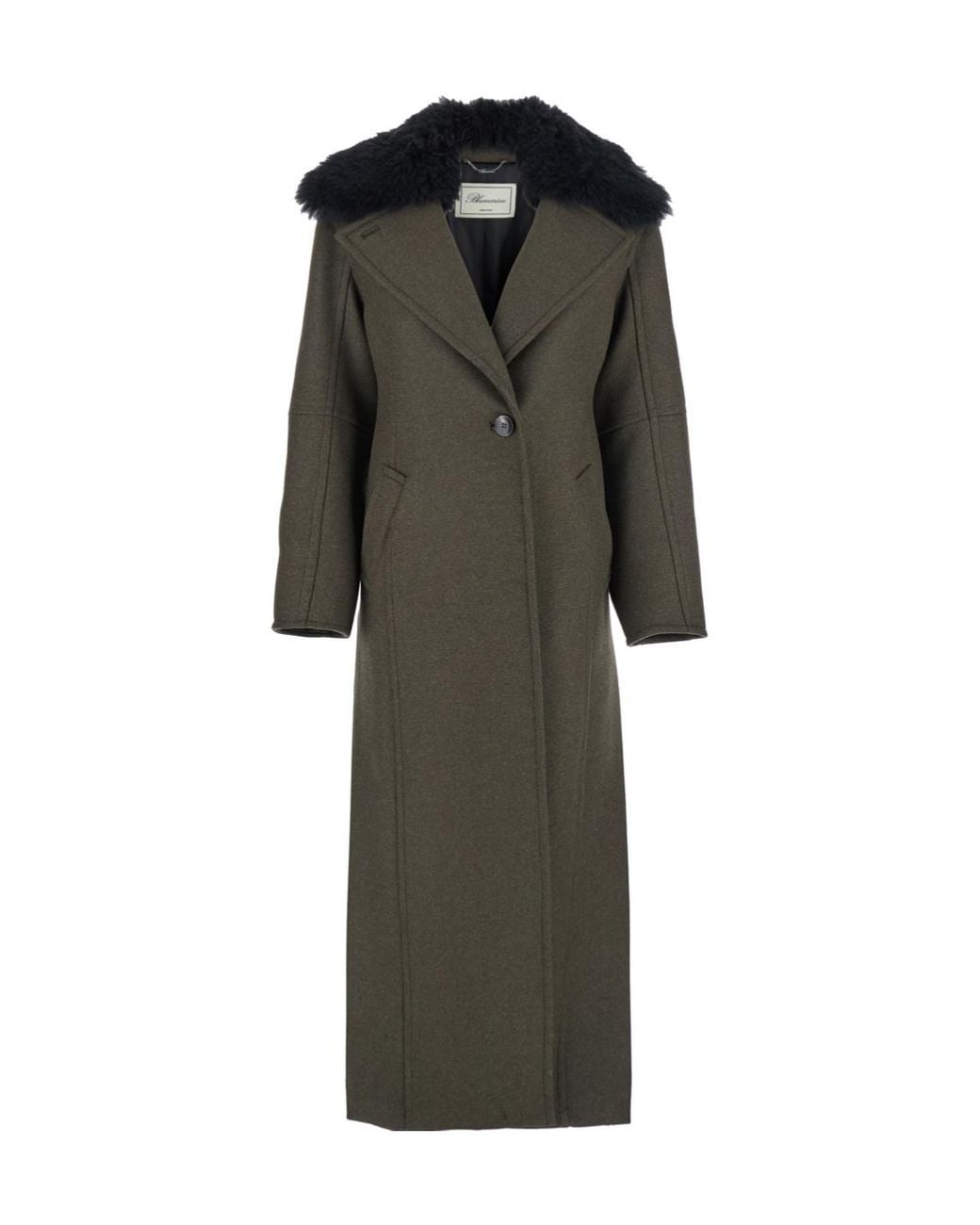 Blumarine Multicolor Single-Breasted Shearling Detailed Coat