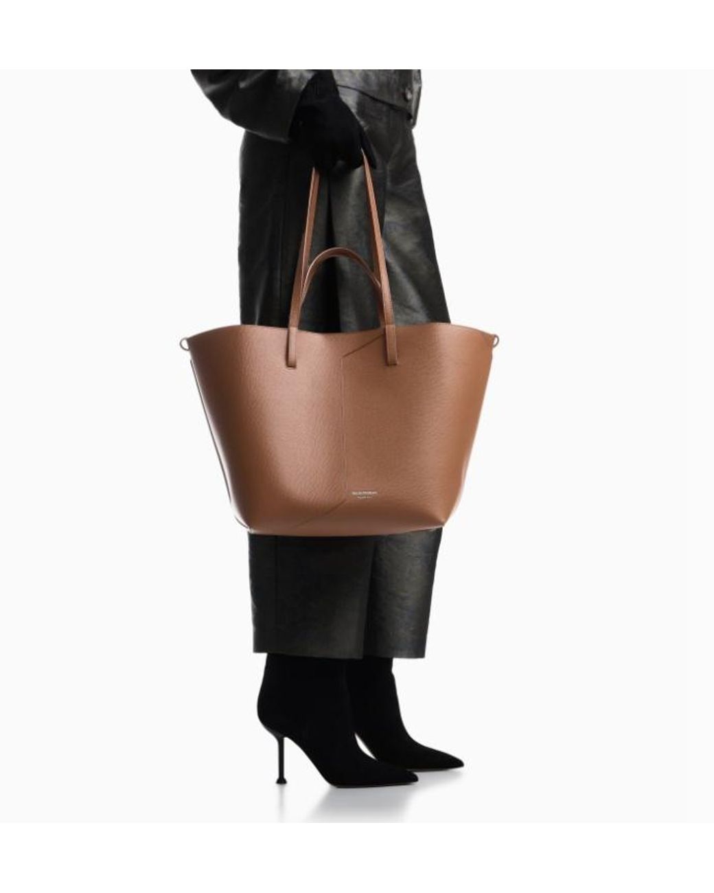 Emporio Armani Brown 1981 Logo-Print Leather Tote Bag