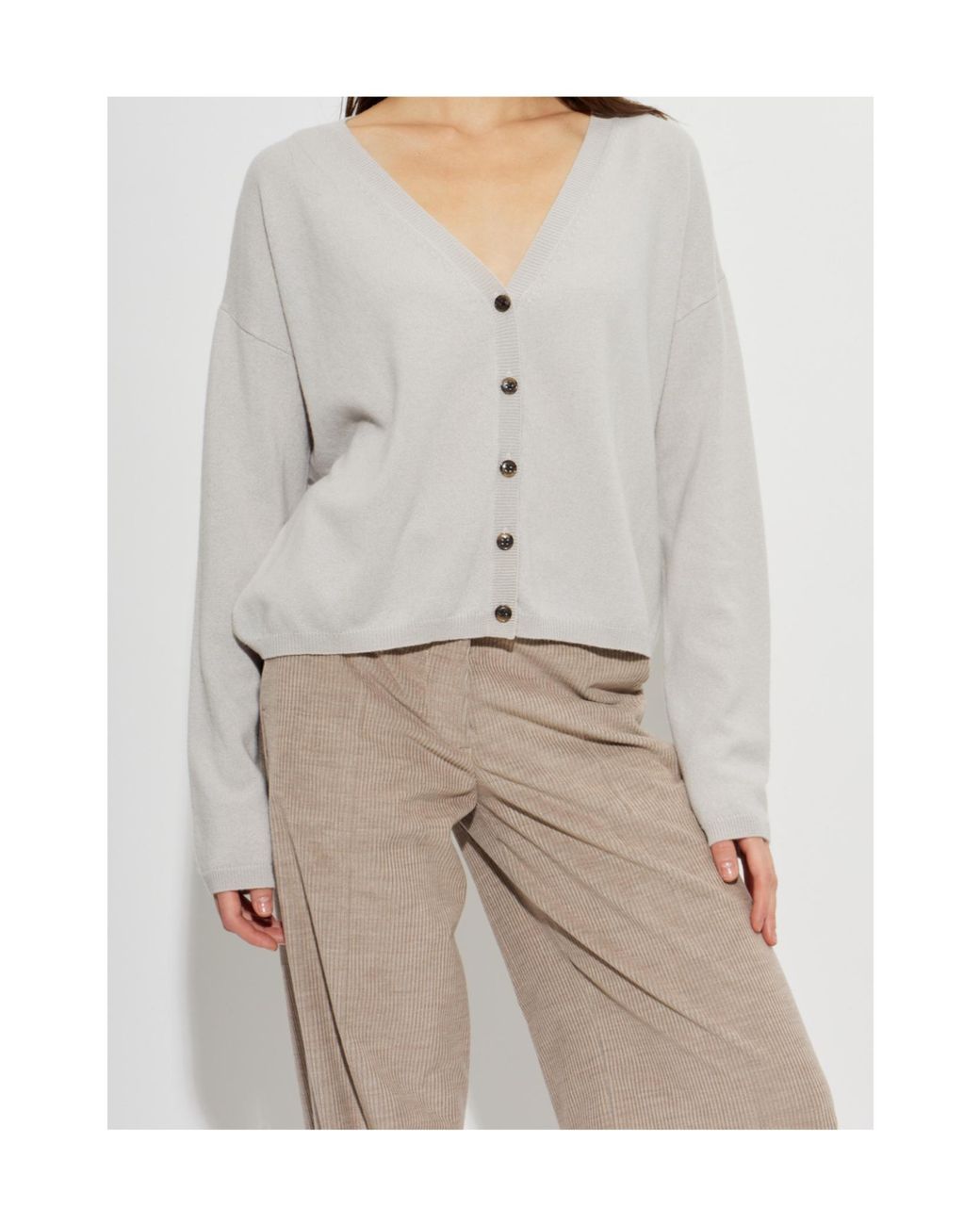 Lisa Yang Gray Abby V-Neck Cardigan