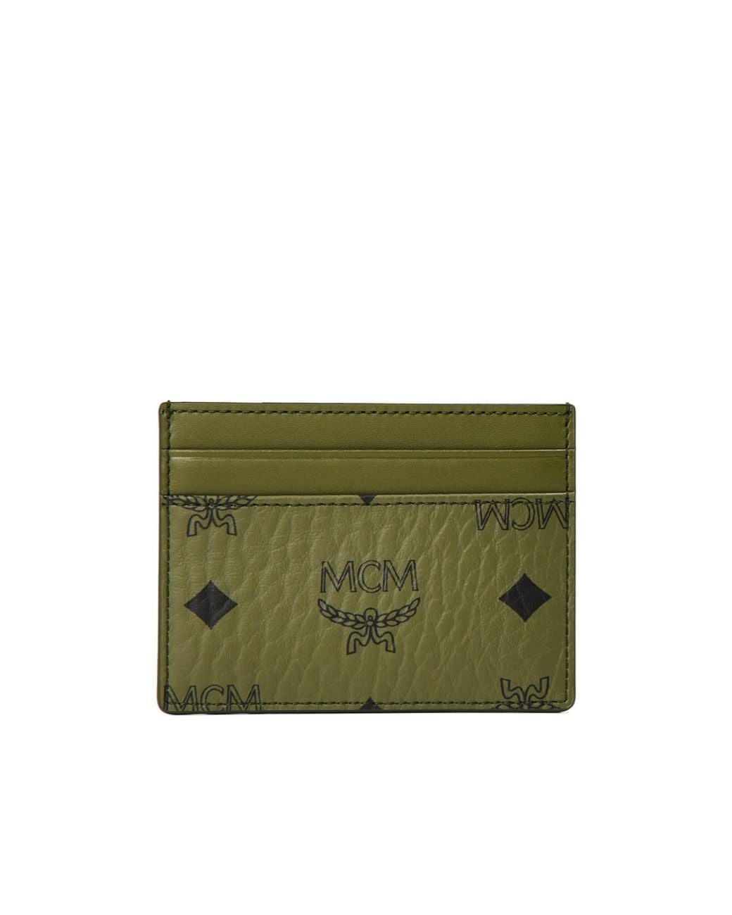 MCM Green Signature Print Card Holder for men