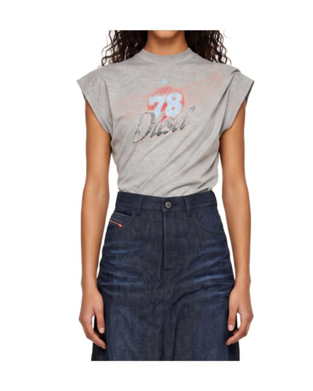 DIESEL Gray Graphic-Print Bodysuit