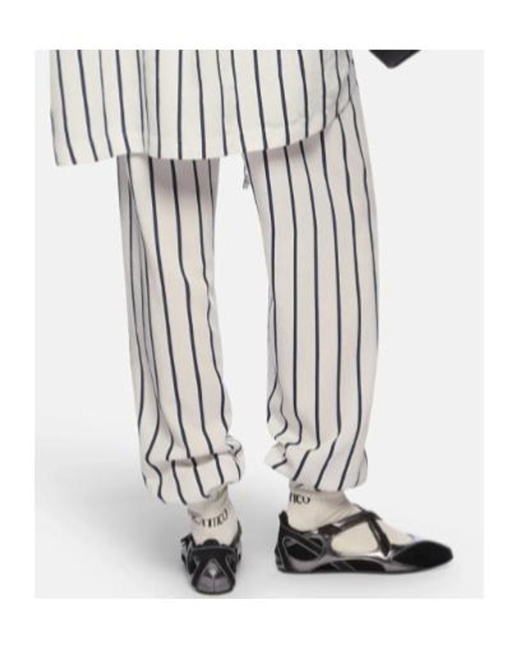 The Attico White Striped Casual Pants