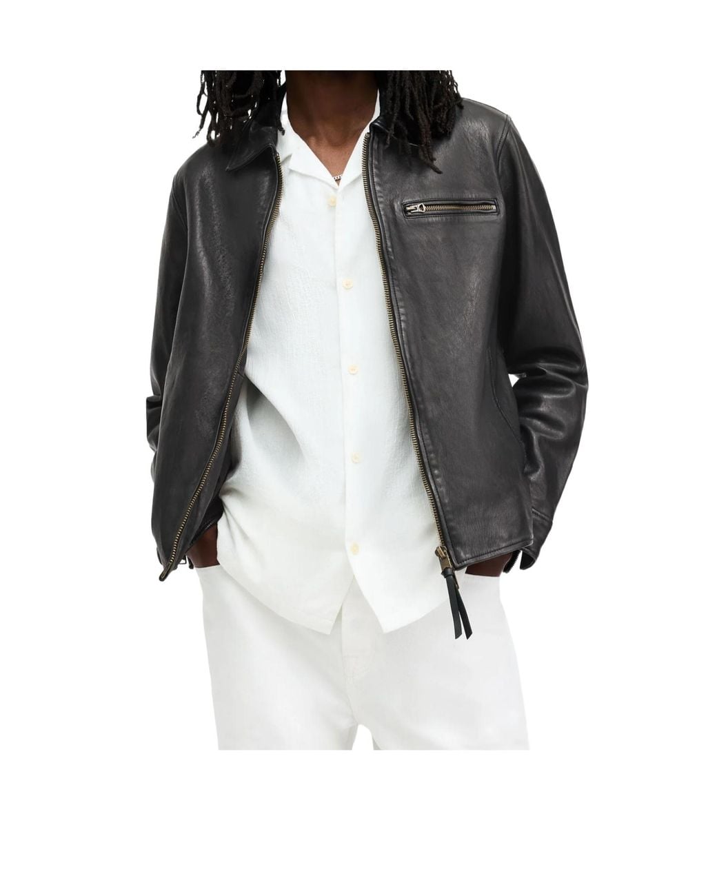 AllSaints Black Miller Leather Jacket for men