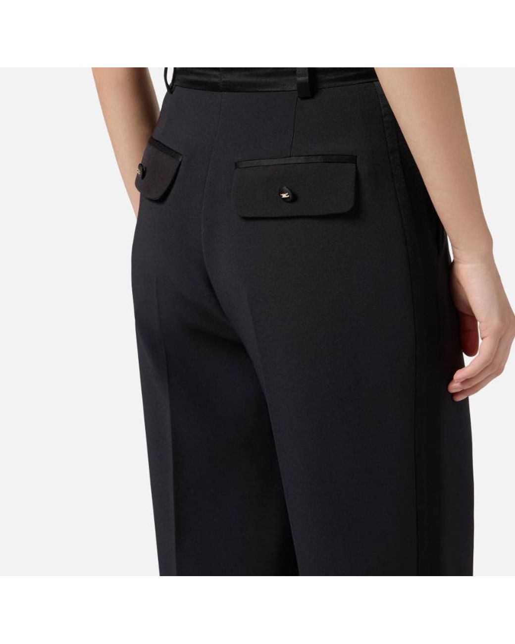 Elisabetta Franchi Black Straight-Leg Tailored Trousers