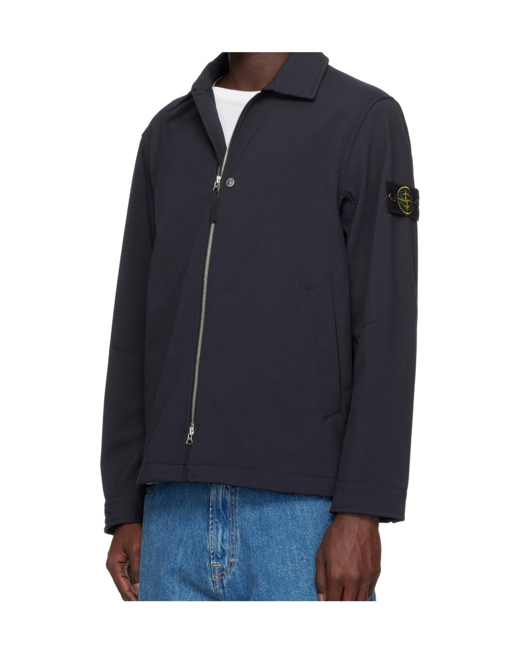 Stone Island Blue Compass Patch Zip-Up Jacket for men