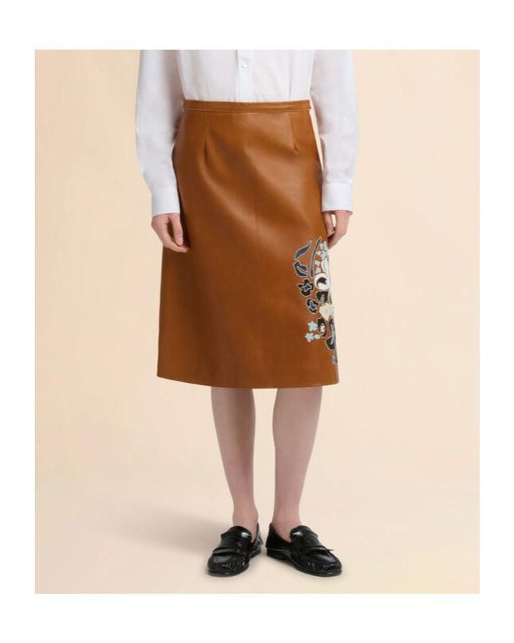 Marni Brown Floral Patterned Flared Midi Skirt