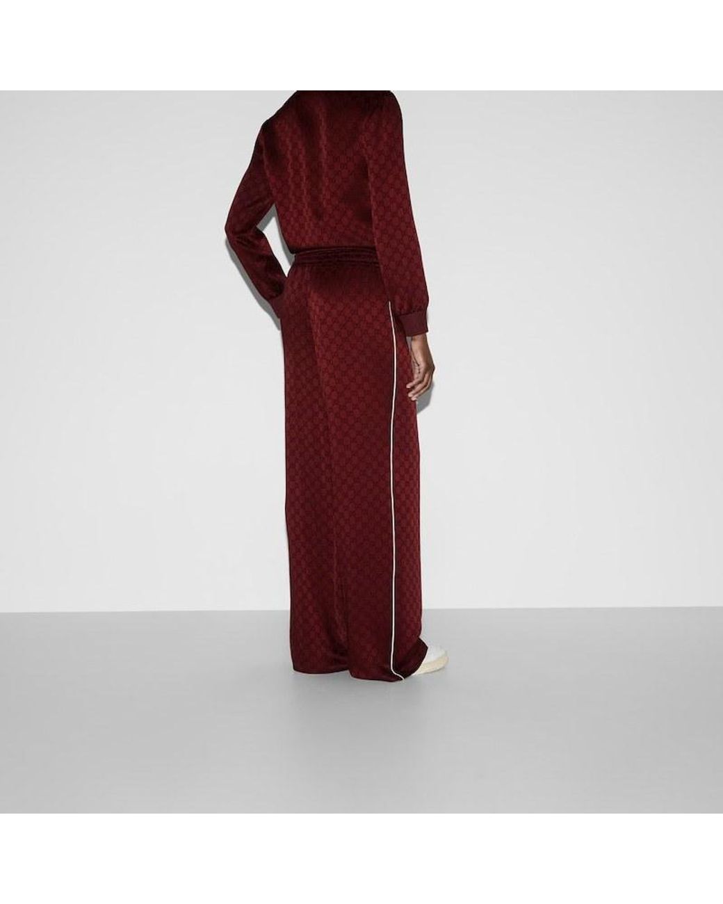 Gucci Red Gg Jacquard Elastic Waistband Pants
