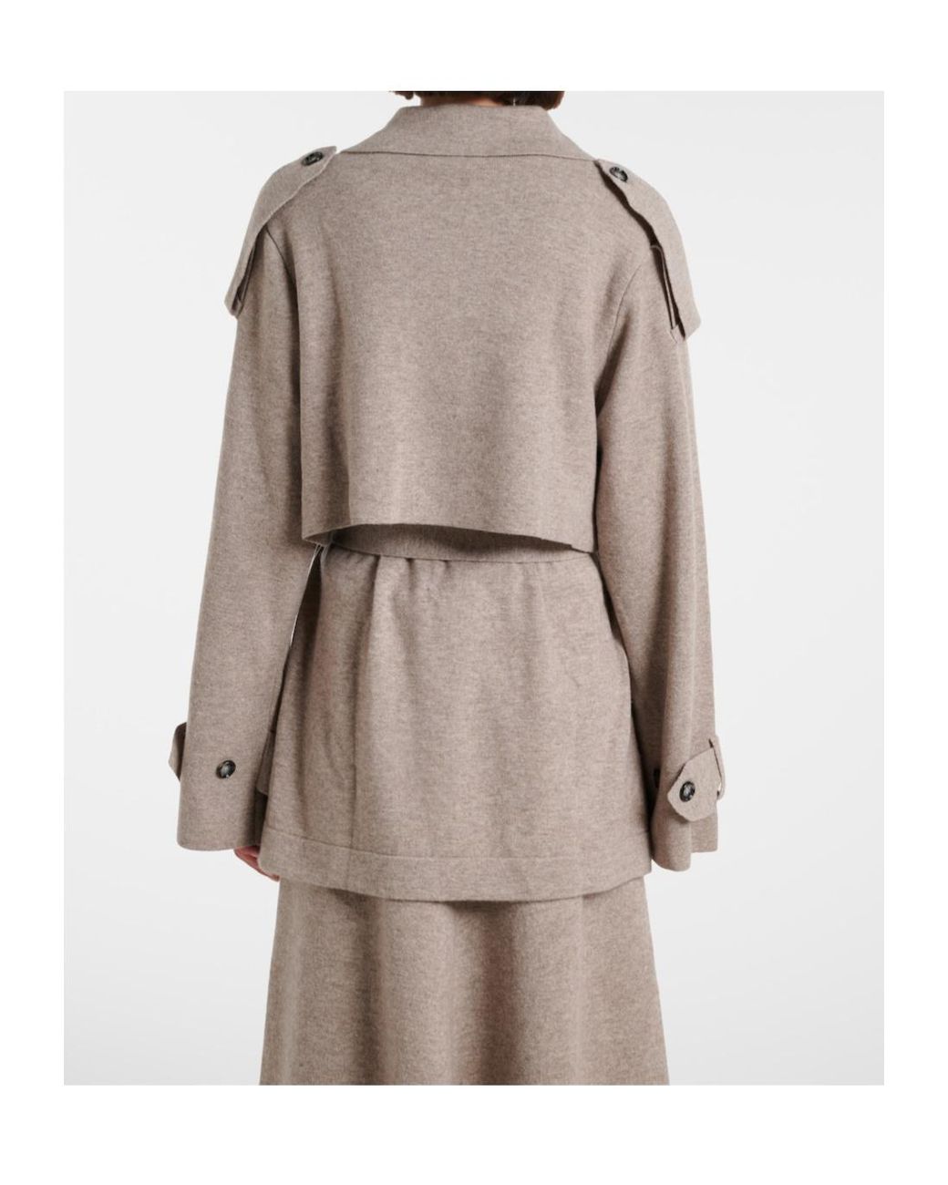 Jardin Des Orangers Natural Cropped Wool And Cashmere Trench Coat
