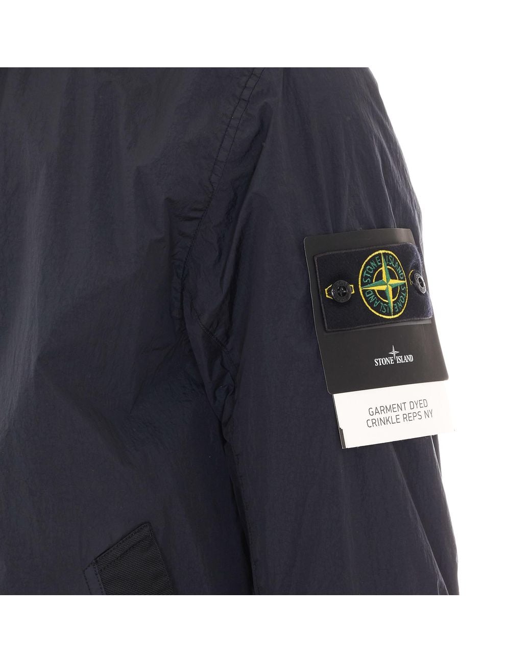 Stone Island Blue Wrinkled Hooded Wind Resistance Jacket for men