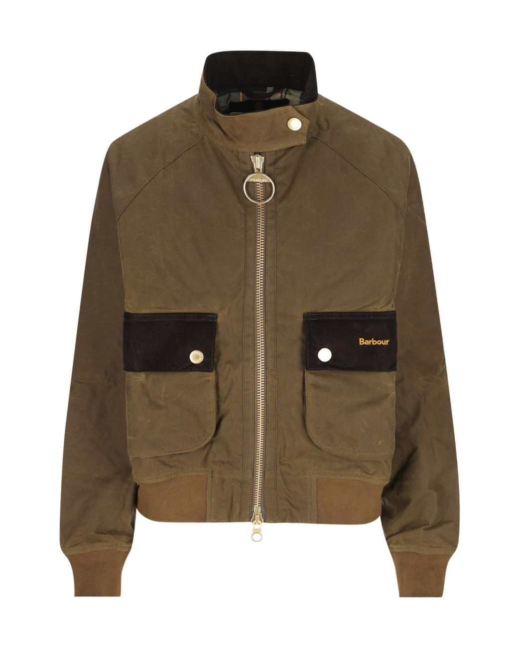 Barbour Brown Corduroy-Trim Zip-Fastening Jacket