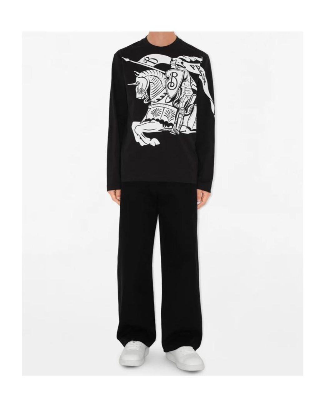 Burberry Black Long Sleeve T-Shirt With Ekd Print for men