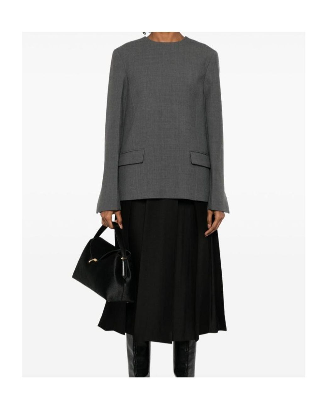 Totême Black Totême Long-Sleeved Zipped Blouse