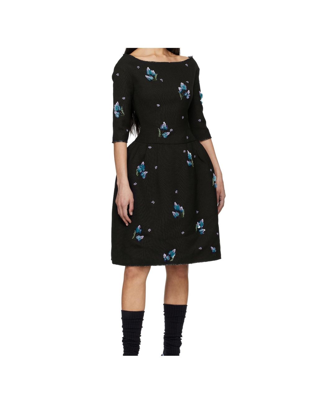 ShuShu/Tong Black Floral-Appliqué Dress