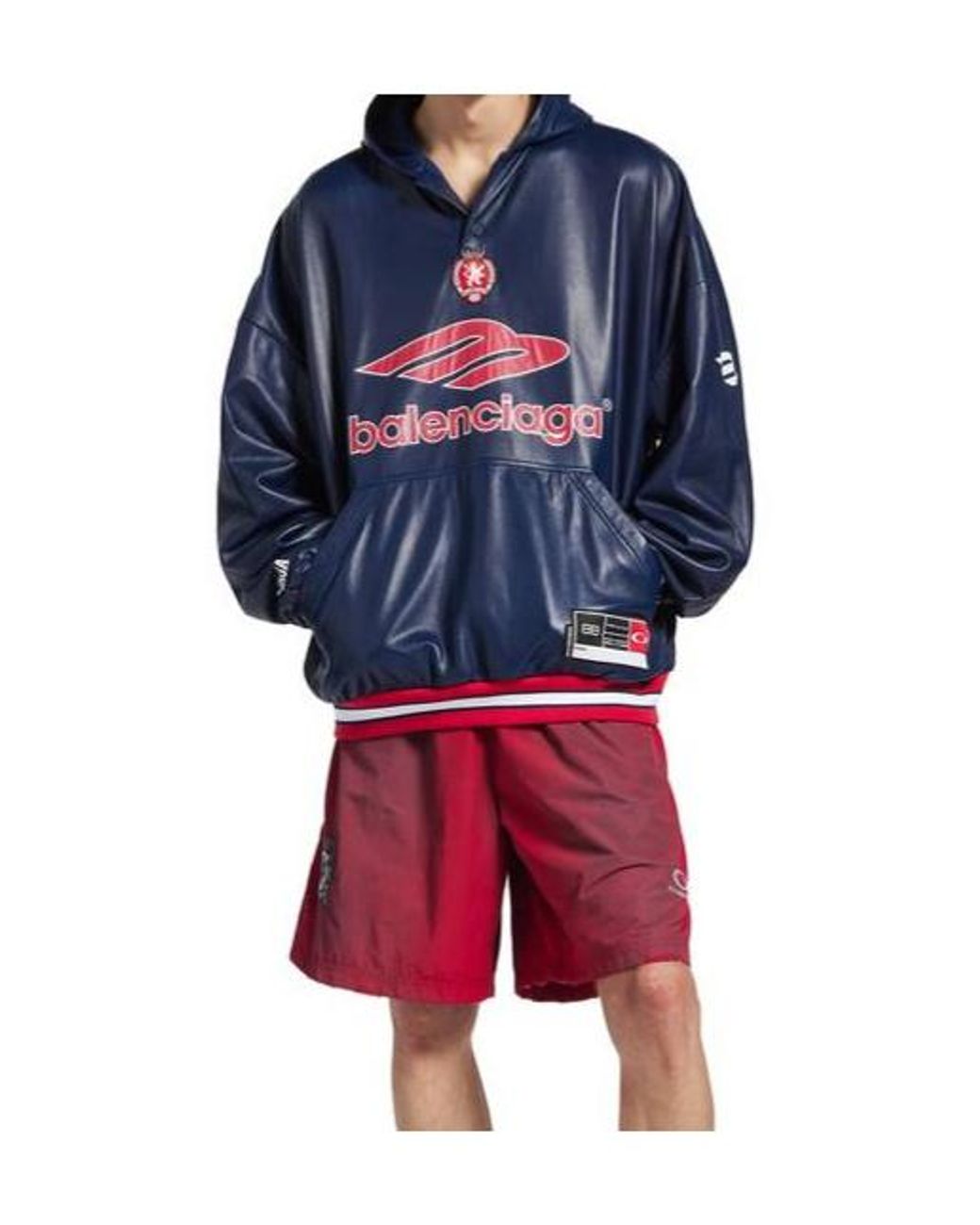 Balenciaga Blue 3B Football Polo Hoodie for men
