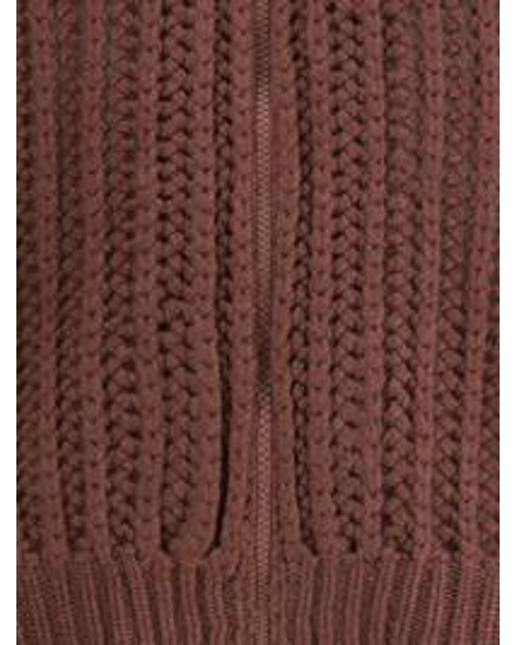 Brunello Cucinelli Brown Openwork Rib Hooded Cardigan
