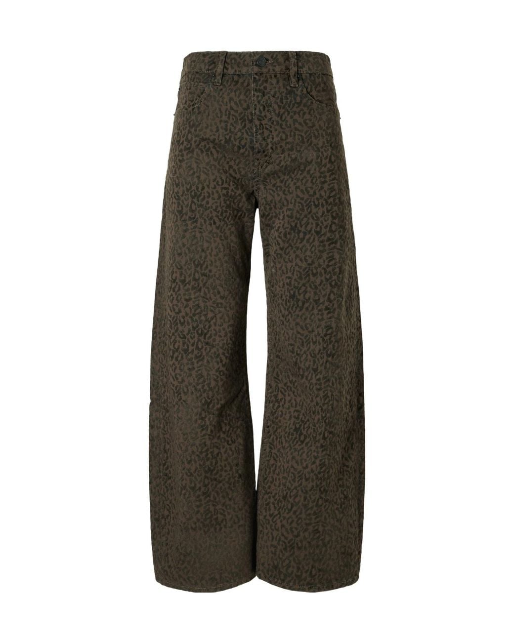 FRAME Gray Leopard-Print High-Waisted Tapered Jeans