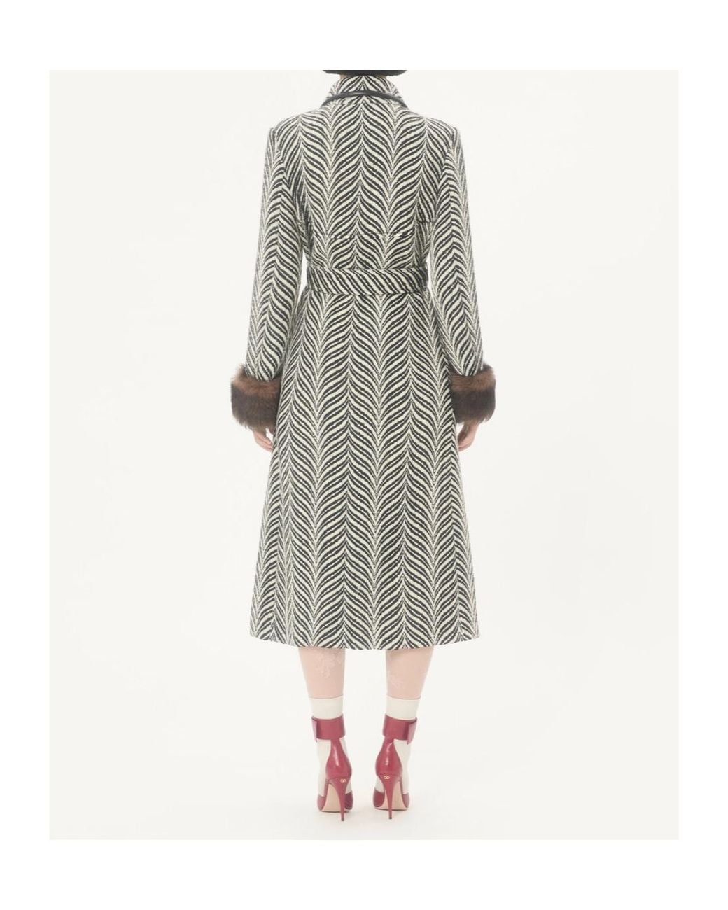 Valentino Gray Printed Single-Breasted Coat