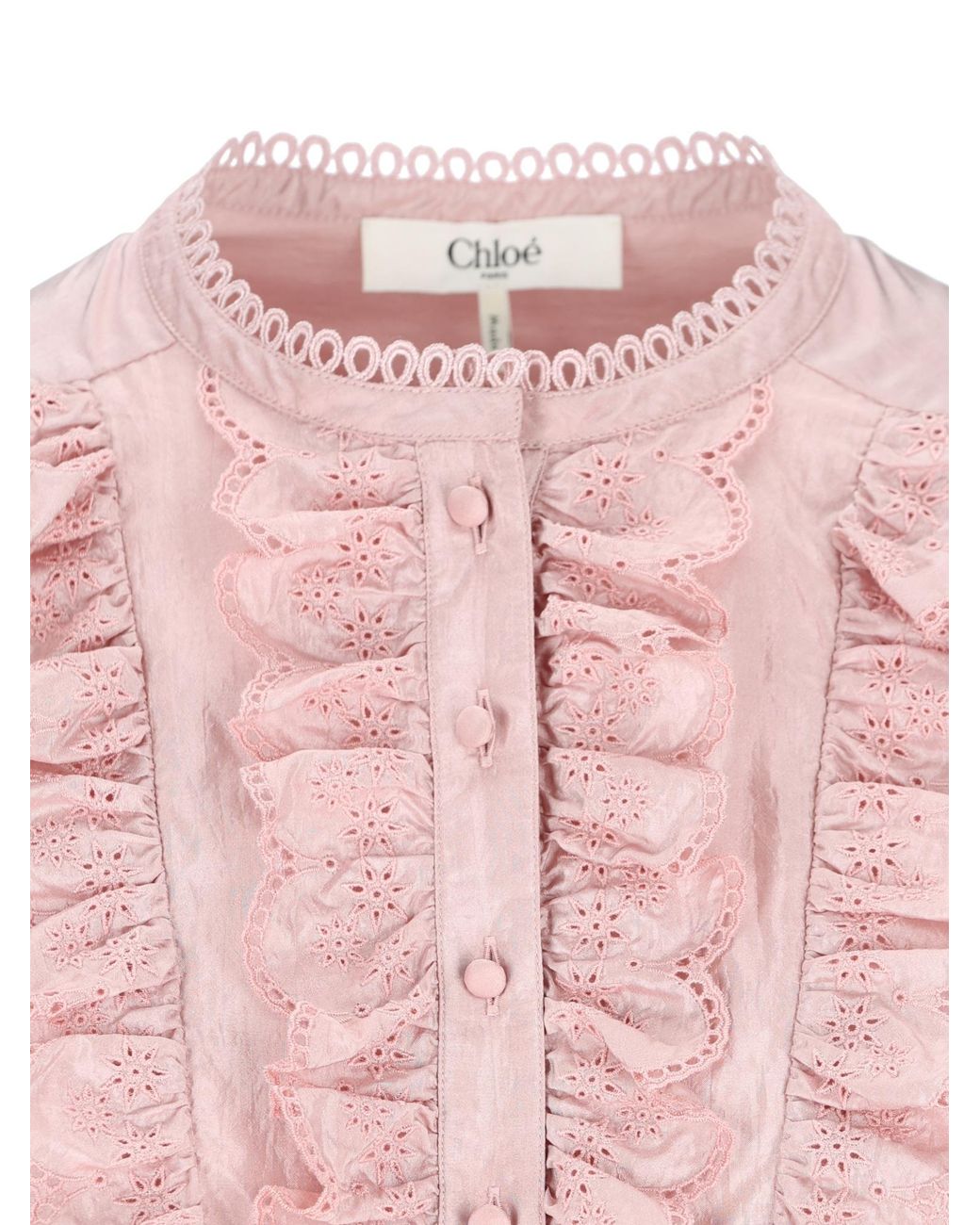 Chloé Pink Chloé Gathered Ruffle Top