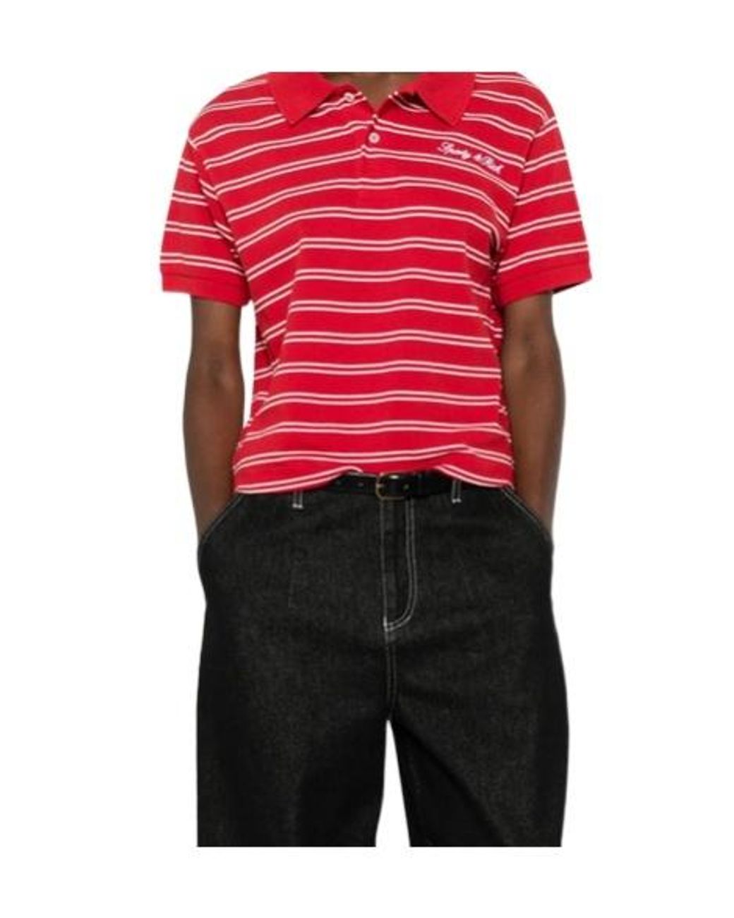 Sporty & Rich Red Striped Polo Shirt