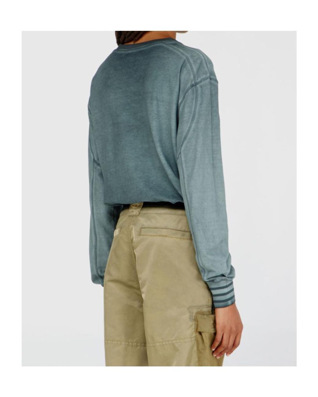DIESEL Blue T-Shirt With Patches And Microwaffle Inserts
