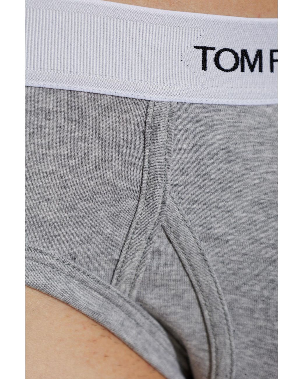 Tom Ford Gray Logo-Waistband Cotton Briefs (Set Of Two) for men
