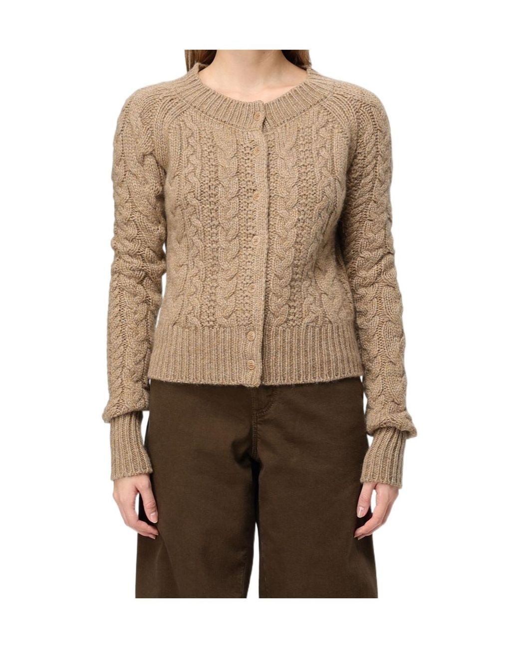 Ermanno Scervino Brown Cable-Knit Button-Up Cardigan