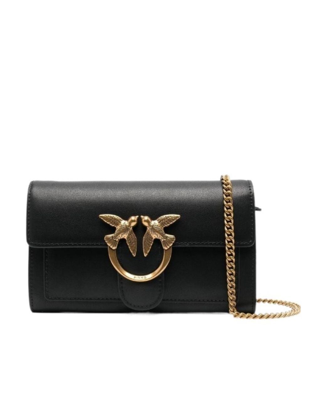 Pinko Black Love One Chain Linked Crossbody Bag