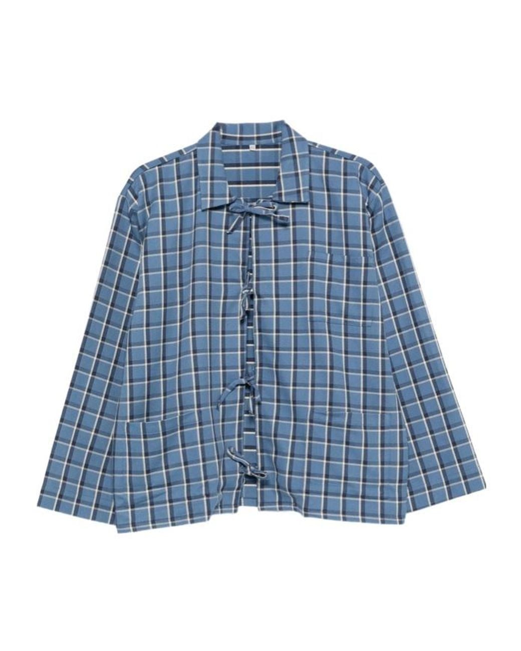 Baserange Blue Long-Sleeve Plaid Shirt