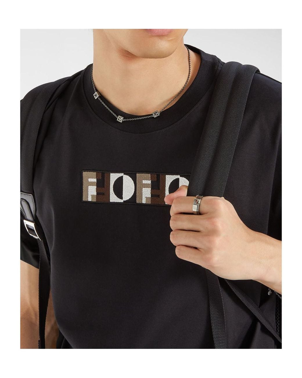 Fendi Metallic Ff Cube Necklace for men