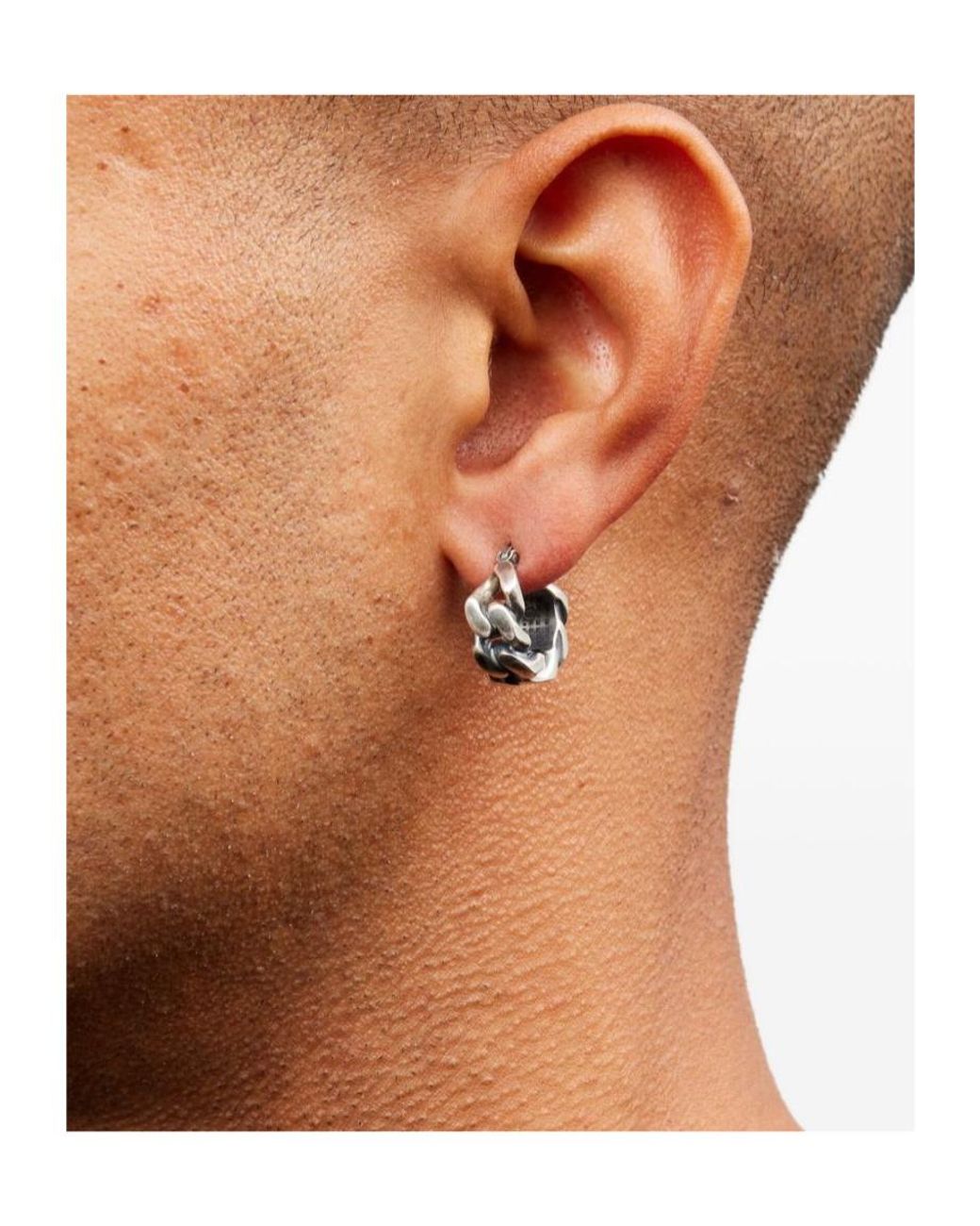 MM6 by Maison Margiela White Chain Twisted Earrings for men