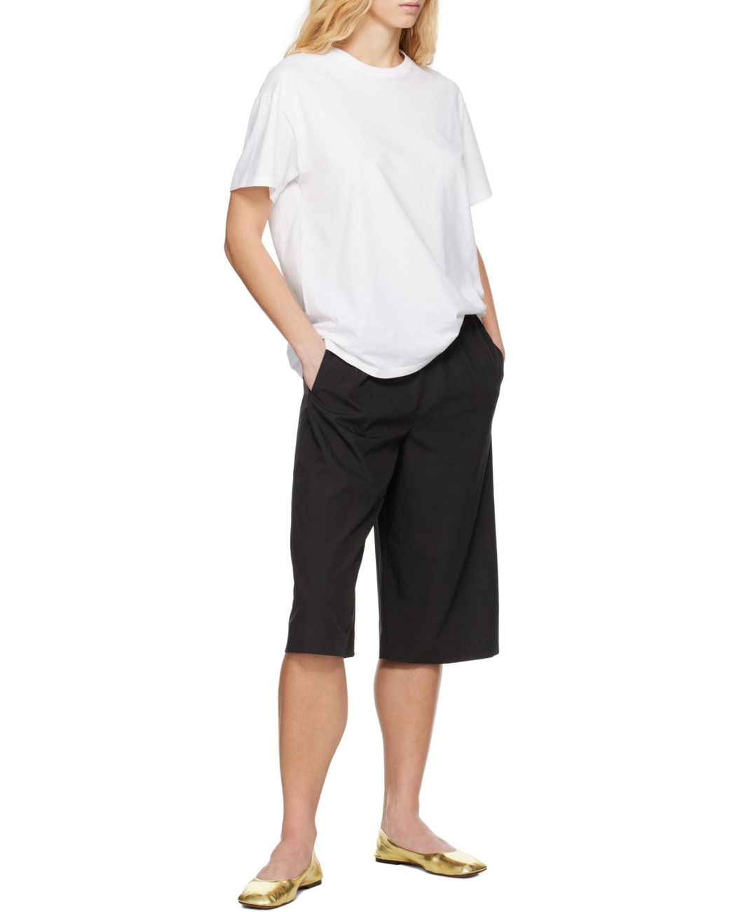 The Row Natural Metallic-Effect Ballet Flats