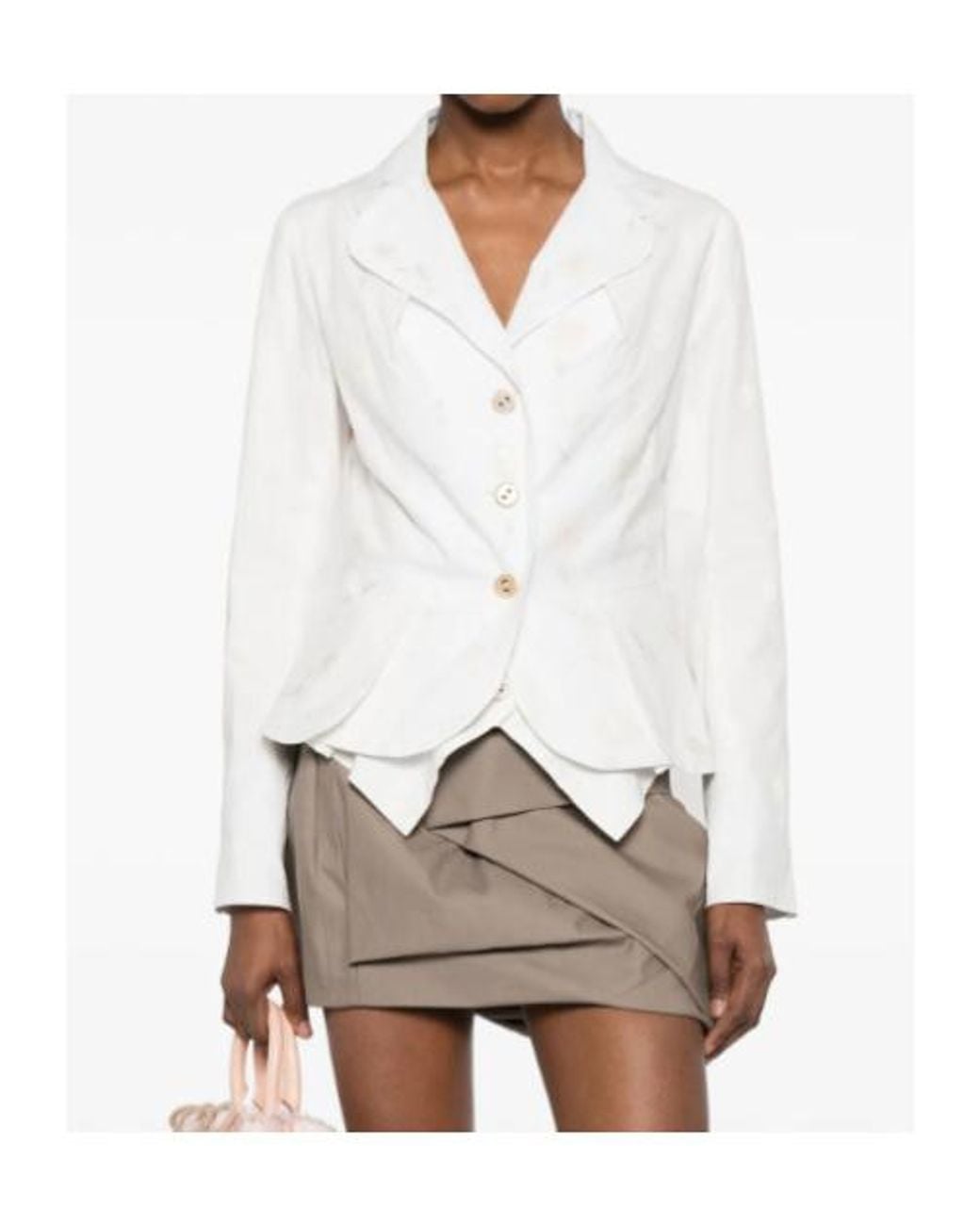 Vivienne Westwood White Embroidered-Flower Button Jacket