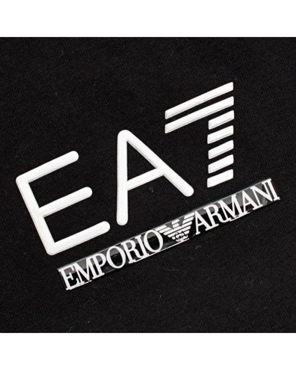 EA7 Black Logo Round-Neck T-Shirt for men