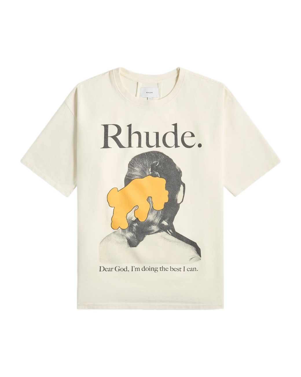 Rhude White Ponytail Printed Crewneck T-Shirt for men