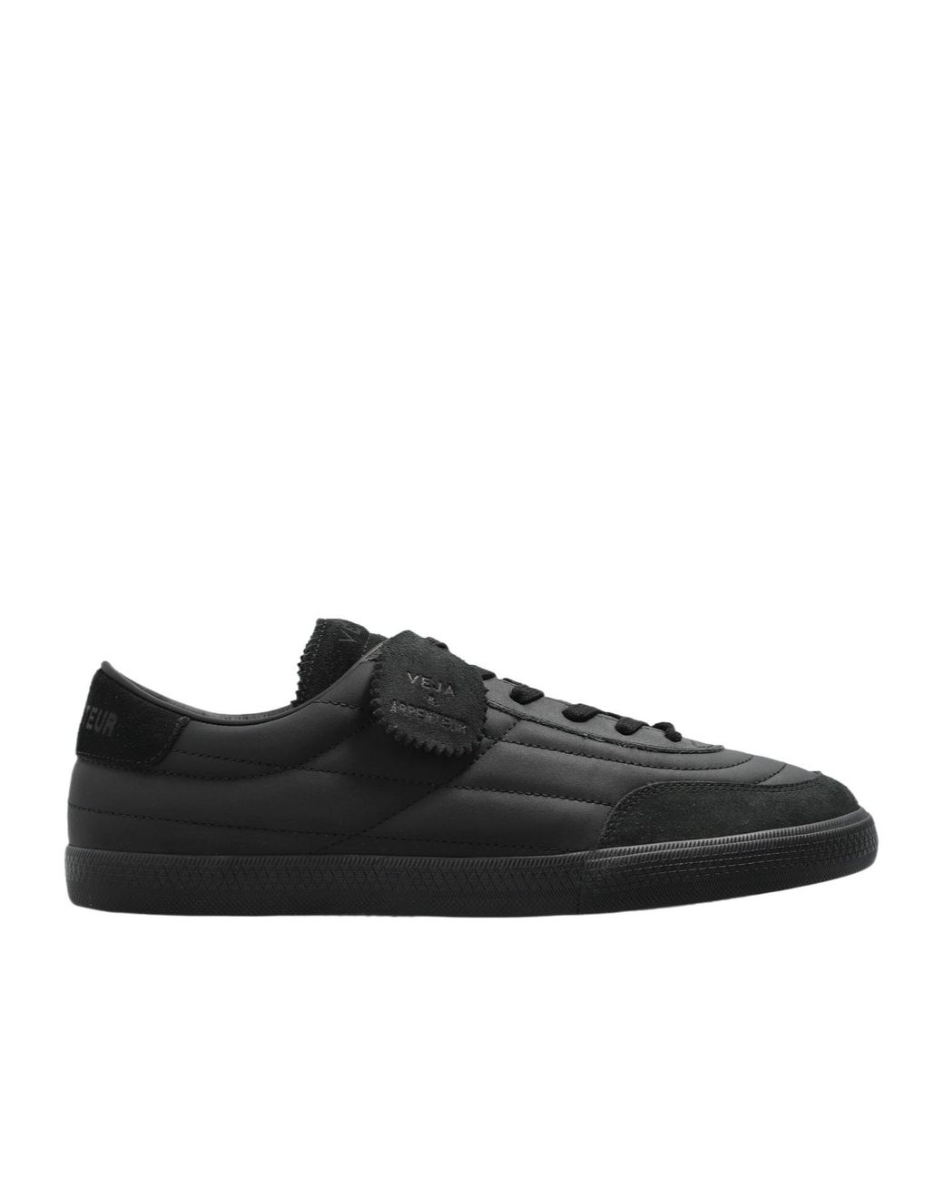 Veja Black Quilted Panelled Leather Sneakers for men