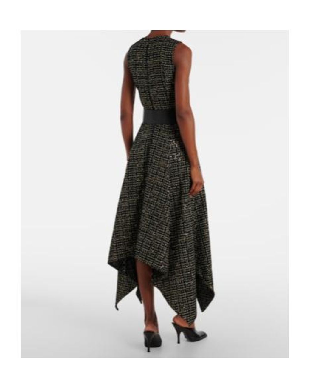 Safiyaa Black Okimi Sequined Tweed Midi Dress