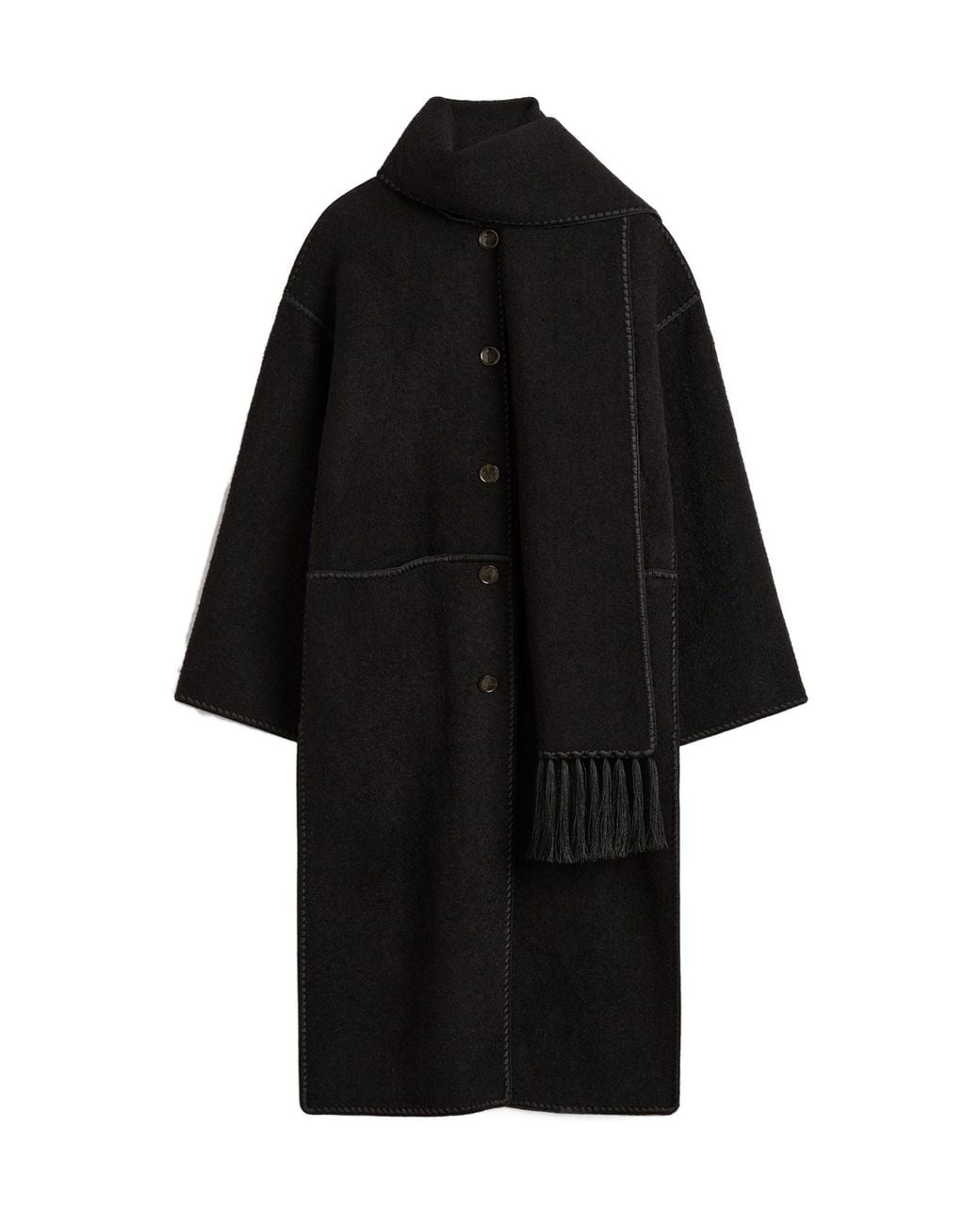 Totême Black Long Coat Wool Scarf