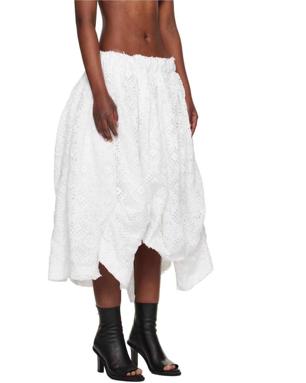 Comme des Garçons White Comme Des Garçons Lace Overlay Pants