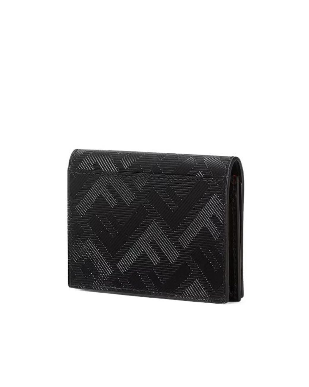 Fendi Black Shadow Logo Plaque Card Holder for men