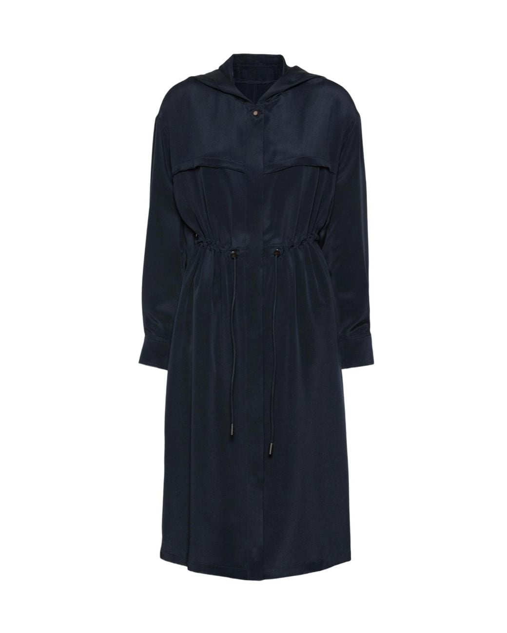 Max Mara Blue Silk Crepe De Chine Overcoat