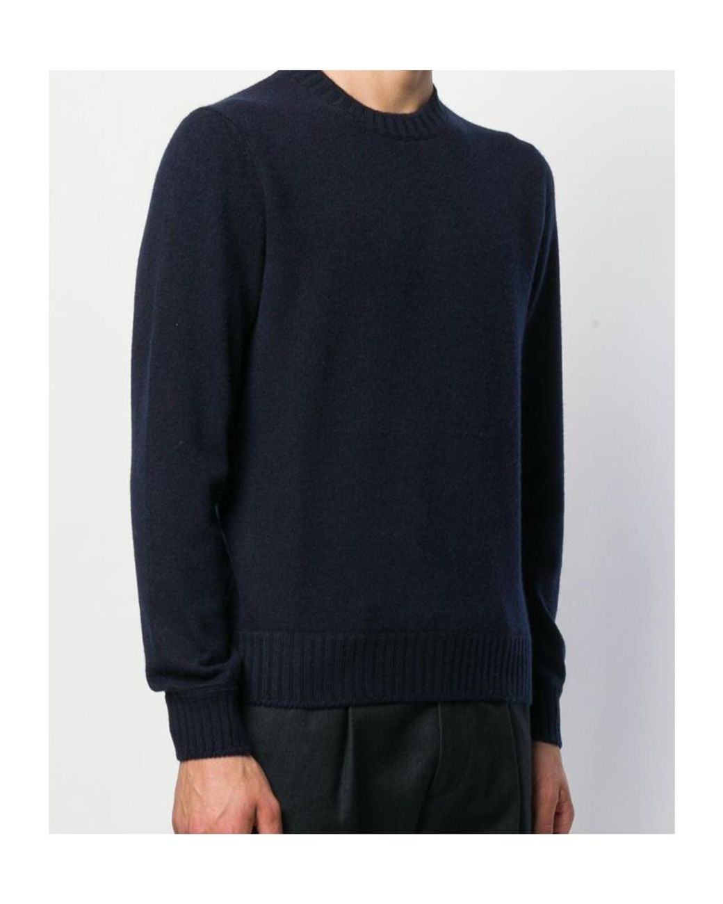 Barba Napoli Blue Round Neck Jumper for men