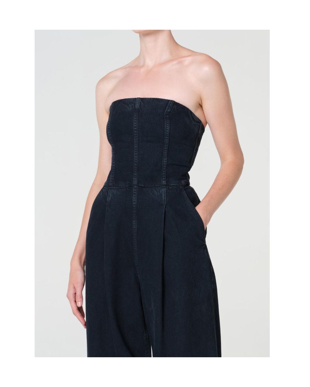 Agolde Blue Strapless Jumpsuit