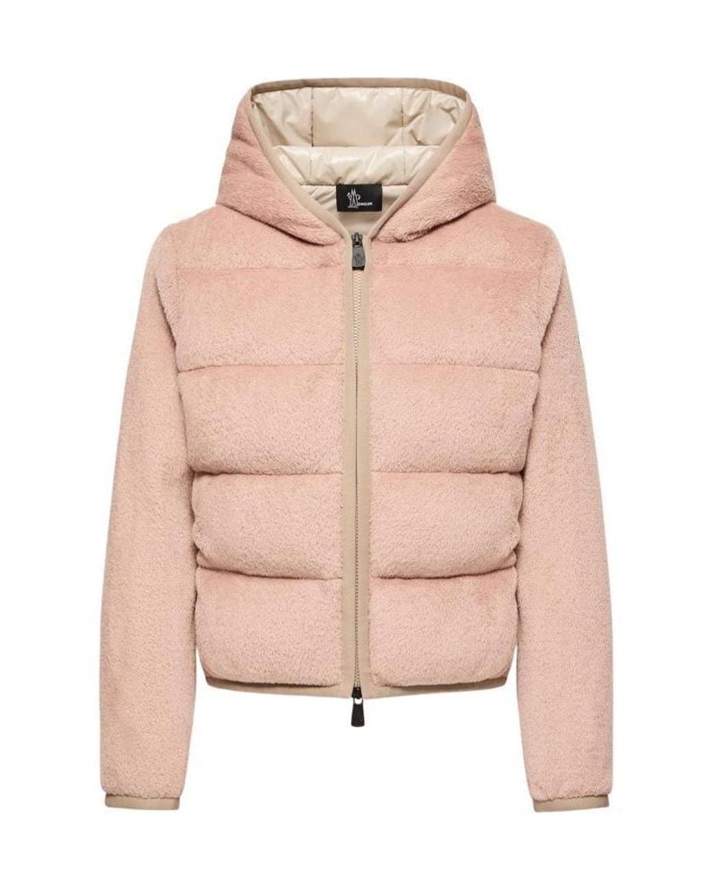 Moncler Pink Grenoble Padded Fleece Hooded Jacket