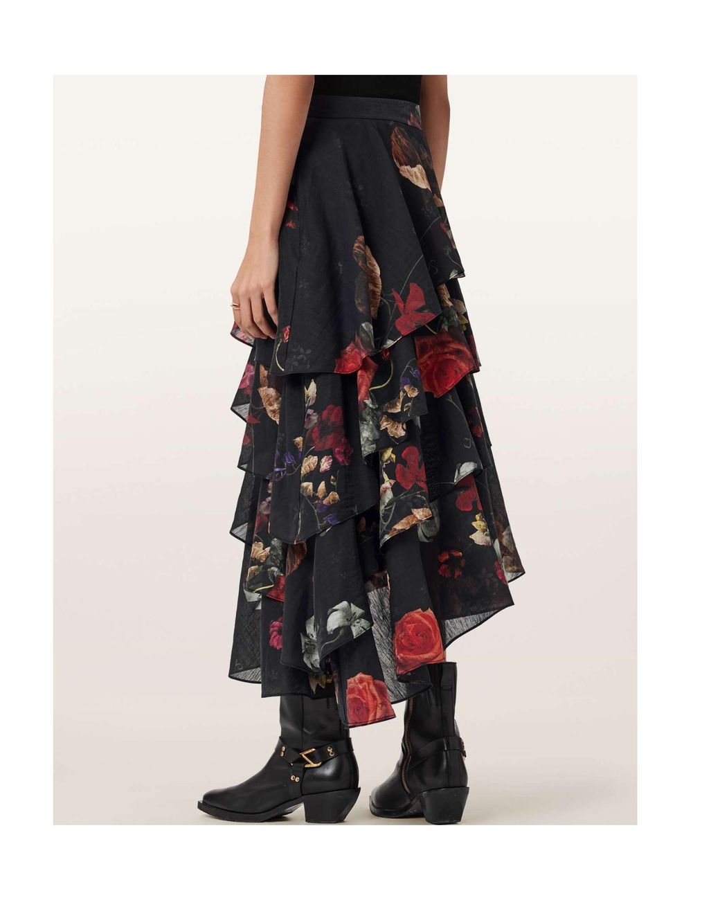 AllSaints Blue Caya Floral Maxi Skirt