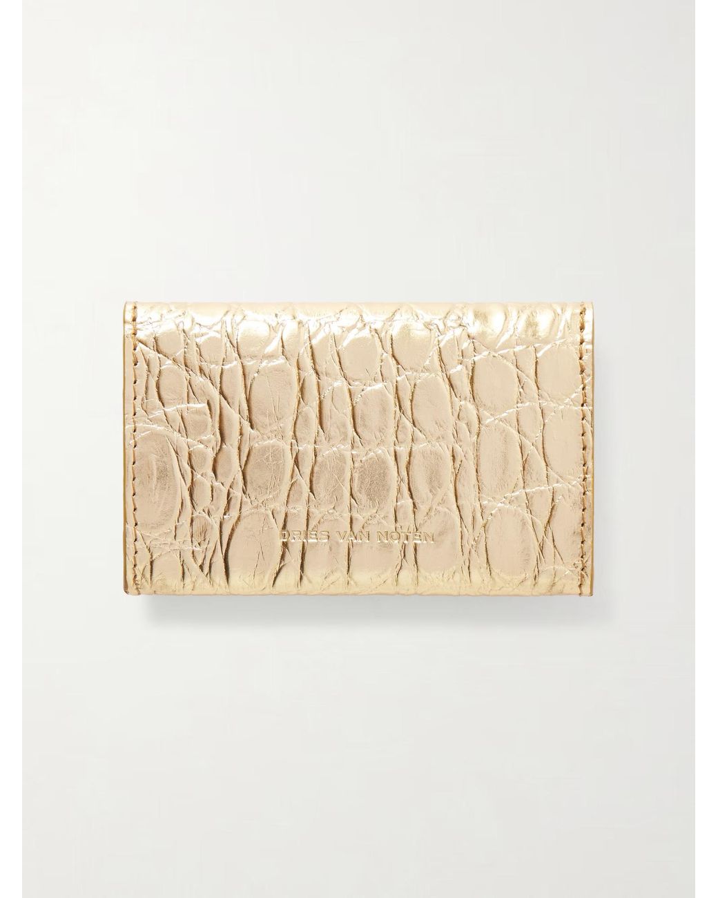 Dries Van Noten Natural Crocodile-Patterned Leather Wallet