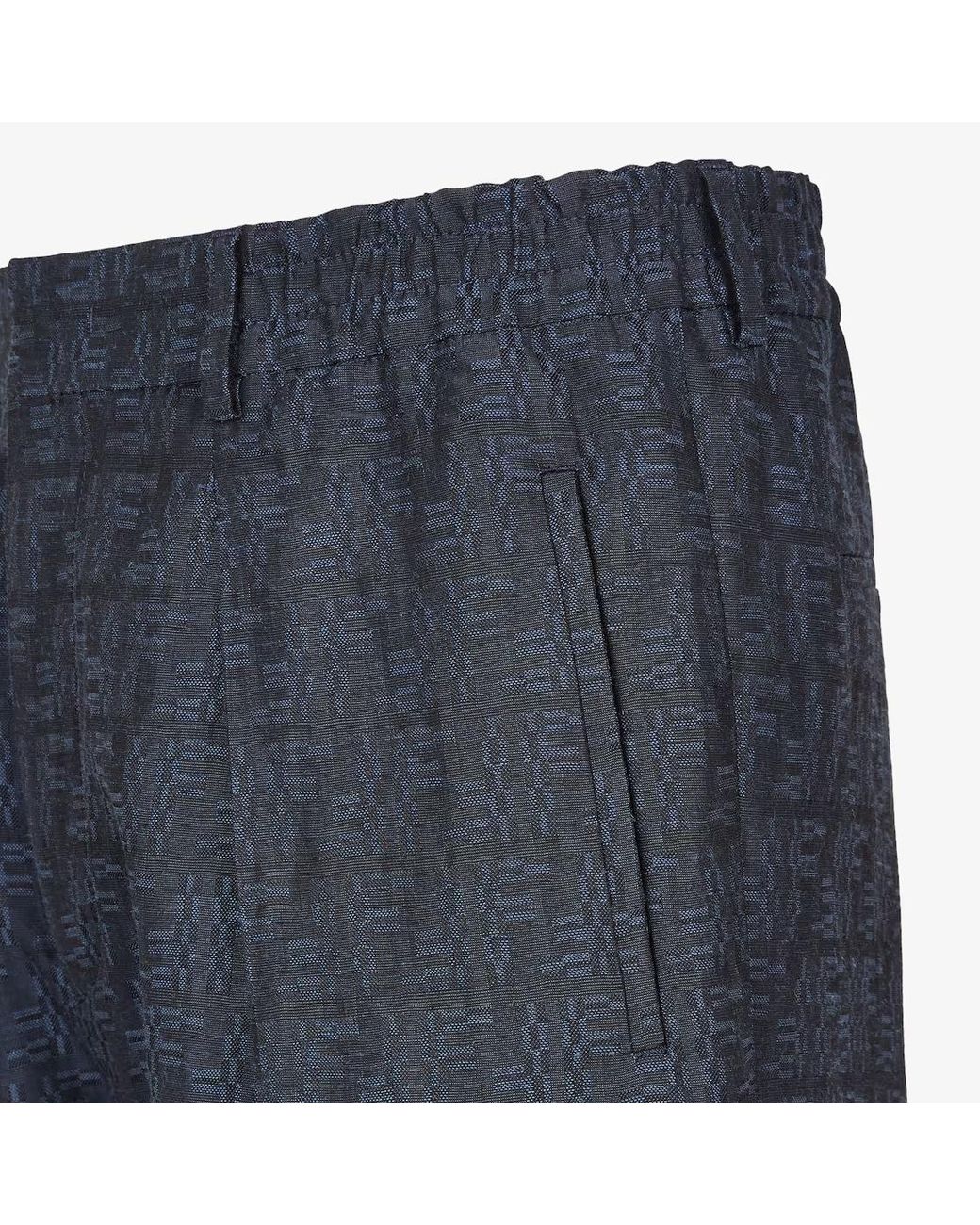Fendi Blue Ff Labyrinth Jacquard Trousers for men