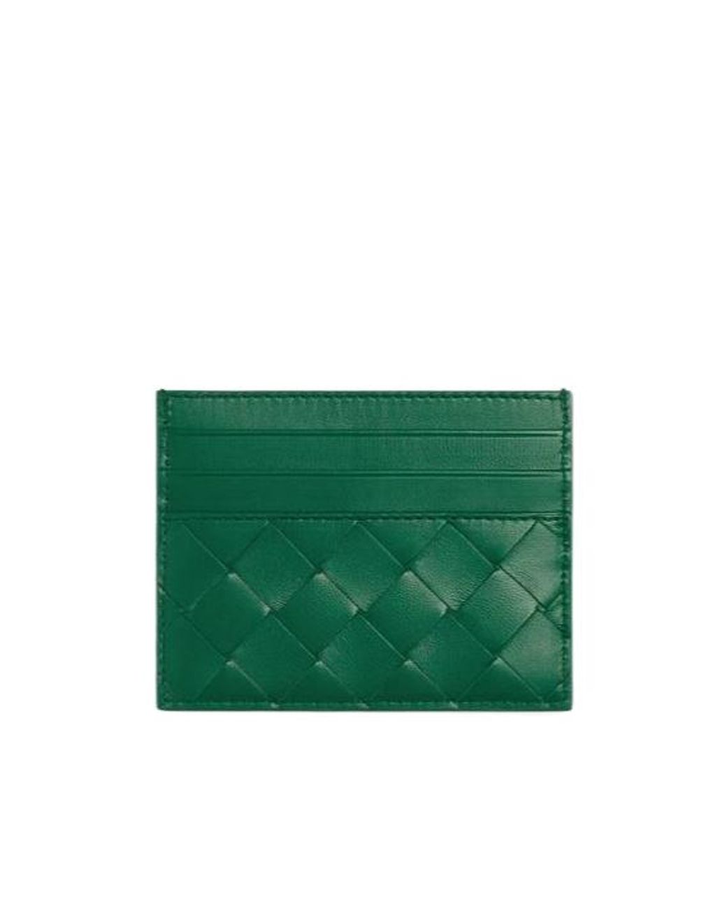 Bottega Veneta Green Intrecciato Credit Card Case
