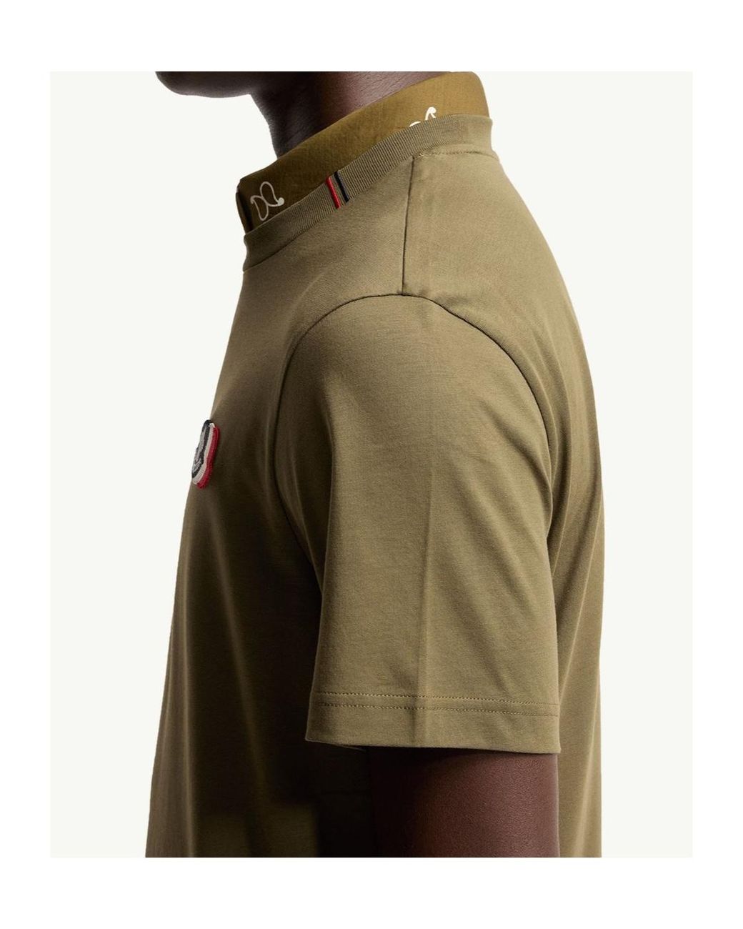 Moncler Green Logo Patch Crewneck T-Shirt for men