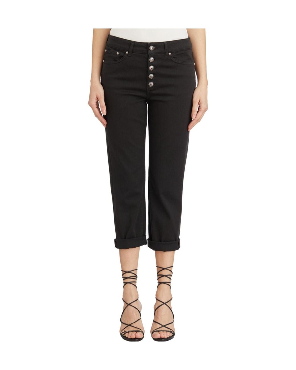 Dondup Black Jeans With Jeweled Button Detail